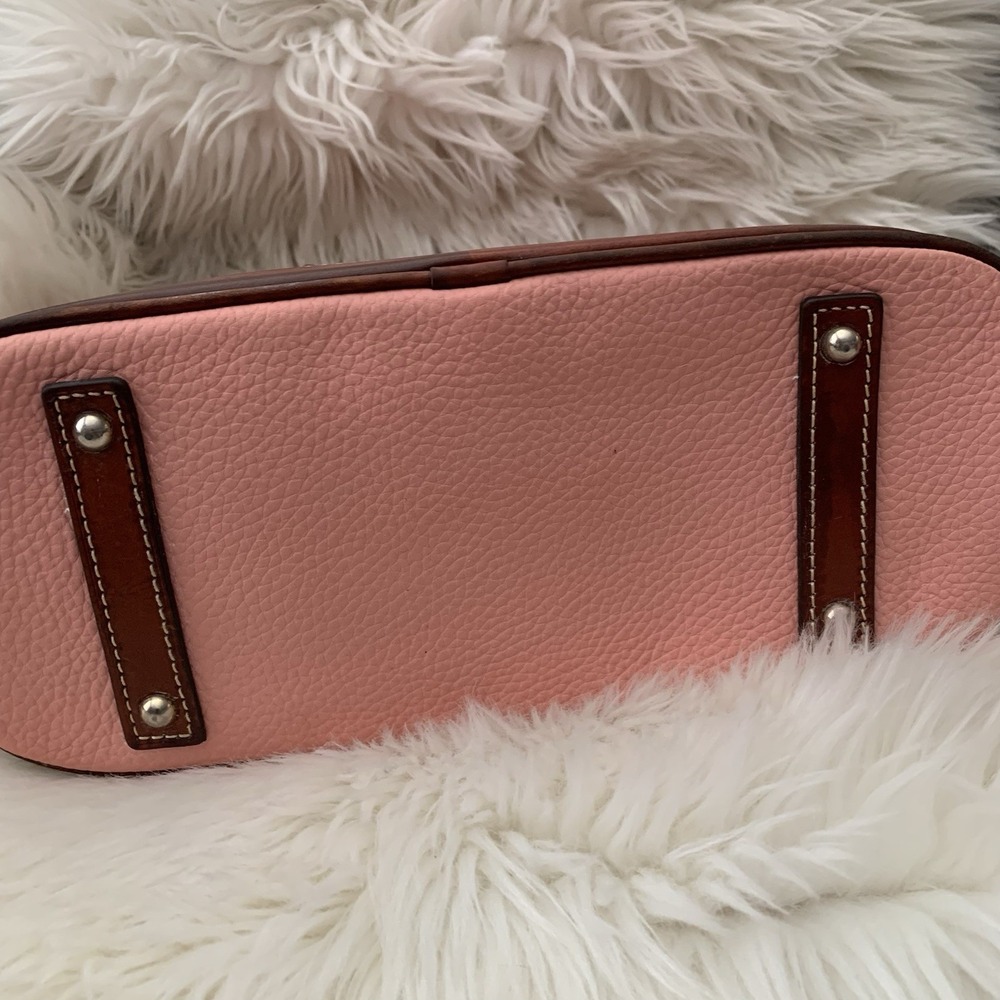 Dooney Bourke Pebble Grain Zip Satchel Leather Handbag Purse Pink READ - Picture 5 of 10